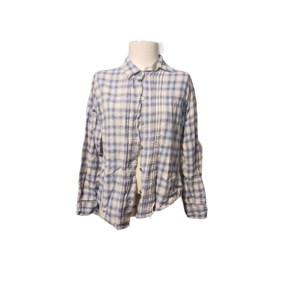 Women's carhartt button front long sleeve plaid